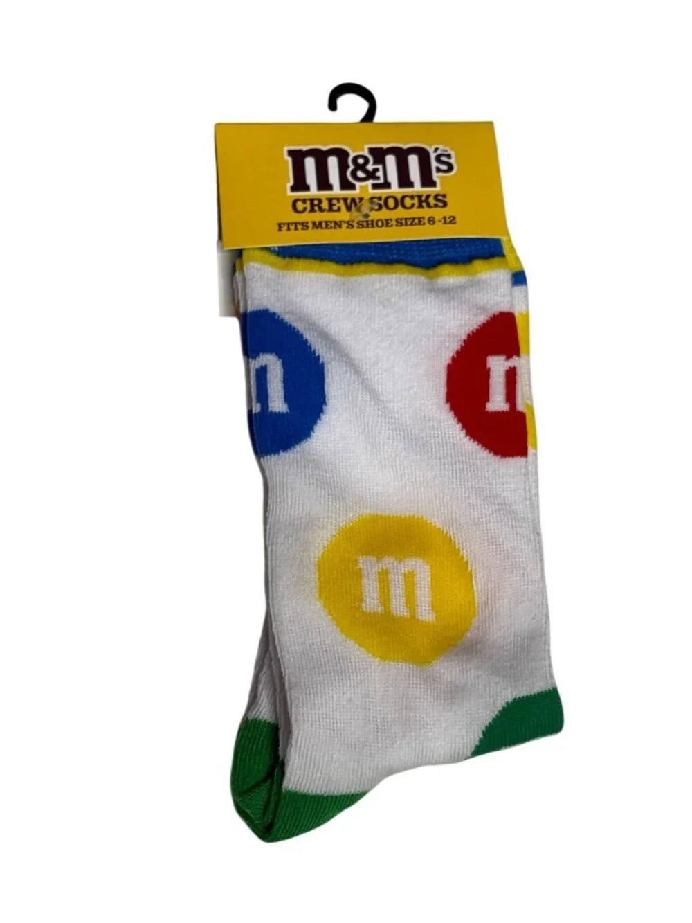 M&M's Candy Crew Socks White Colorful Print Men's 6-12 NWT